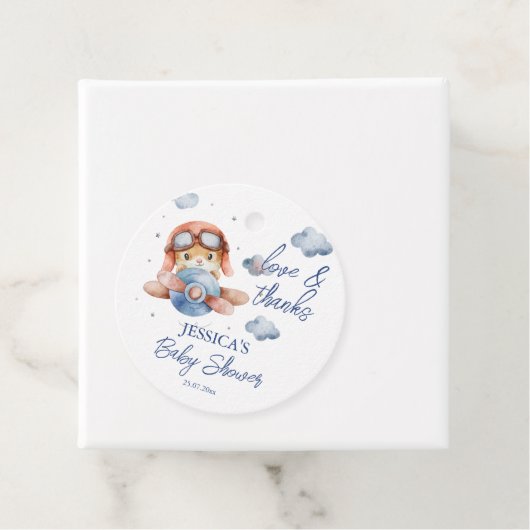 Kleine kleine baby shower van een piloot bedankjes labels (In situ)