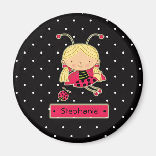 Kleine kleine ladybug-meisje gepersonaliseerde mag magneet