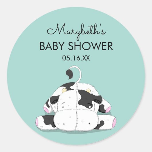 Kleine Koe Baby shower Sticker (Voorkant)
