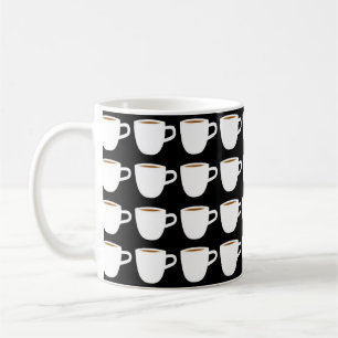 Kleine koffie mok patroon witte zwarte achtergrond