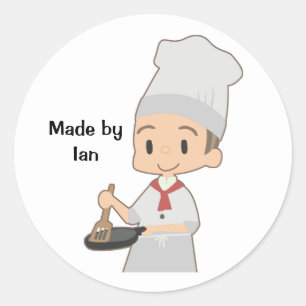 Kleine Kok Chef Kerst Ronde Sticker