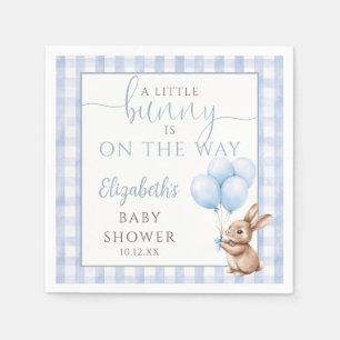 Kleine Konijn Blauwe Ballonnen Jongen Baby Shower Servet