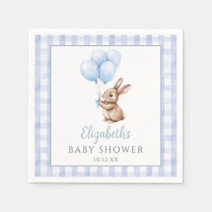 Kleine Konijn Blauwe Ballonnen Jongen Baby Shower Servet