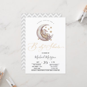 Kleine Konijn Maan Sterren Zigzag Baby Shower Kaart