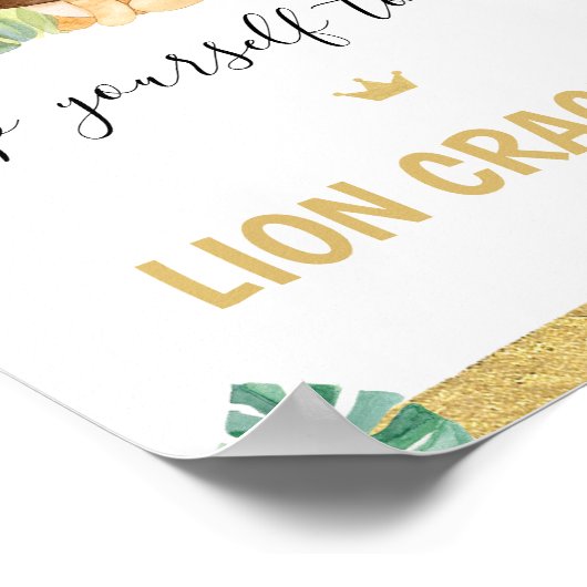 Kleine koning Lion kroon 1-jarige verjaardag Poster (Hoek)