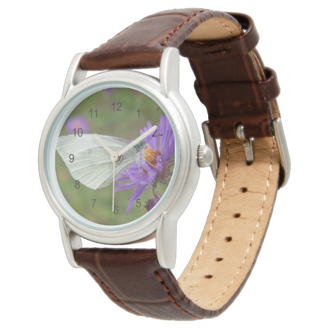 Kleine kool witte vlinder horloge (Gekanteld)