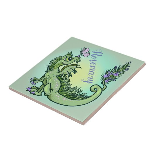 Kleine kruiddraak ~rosemary tegeltje (Zijkant)