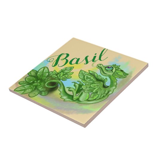 Kleine kruidentuin Dragon ~ Basil Tegeltje (Zijkant)