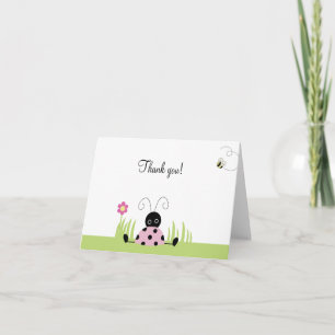 Kleine Ladybug (roze) Gevouwen Dank u nota's Bedankkaart