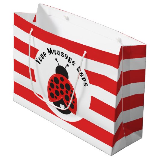 Kleine ladybug voegt berichtpartijtas toe large cadeautasje (Voorkant Gekanteld)