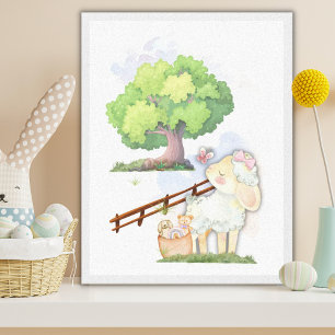 Kleine lampvoet in veld 11 x14-inch canvas afdrukk afdruk