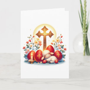 Kleine lams orthodoxe paasviering kaart