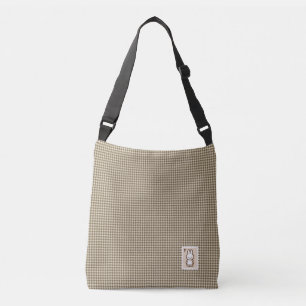 Kleine latte konijn in  houndstooth crossbody tas