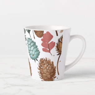 Kleine Latte Mok, 12 oz - Pine Cone Design Mok
