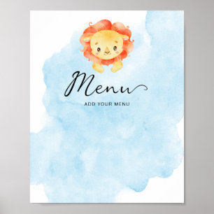 Kleine Leeuw Het is een Jongen Waterverf Blauw Men Poster
