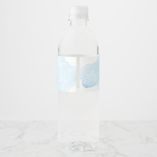 Kleine leeuw is een Waterverf blauw Baby shower Waterfles Etiket (Achterkant)
