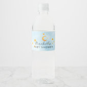 Kleine leeuw is een Waterverf blauw Baby shower Waterfles Etiket (Voorkant)