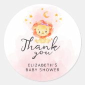 Kleine leeuwen zijn een meisje Waterverf Roze Dank Ronde Sticker (Voorkant)