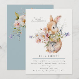 Kleine lente baby konijn bloemboeket kaart