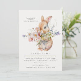 Kleine lente baby konijn bloemenboeket kaart