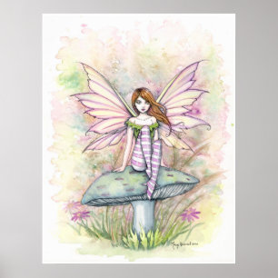 Kleine Lente Fae Schilderij in Waterverf Poster