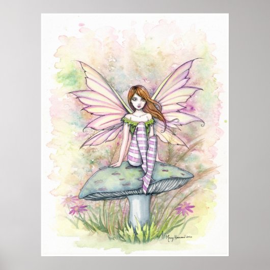 Kleine Lente Fae Schilderij in Waterverf Poster (Voorkant)