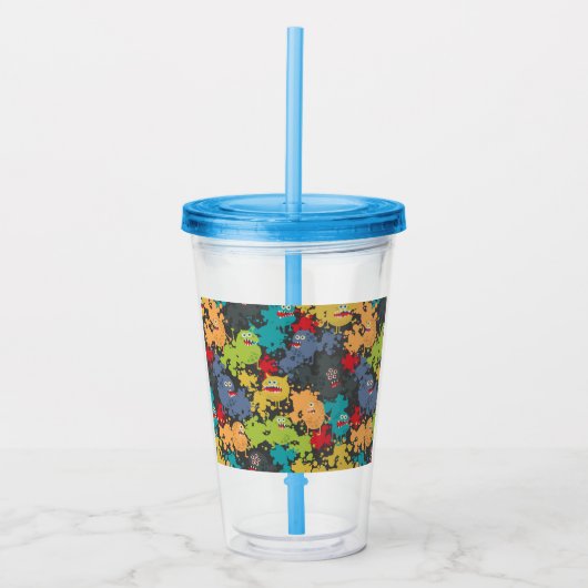 Kleine leuke grappige monsters acryl drinkbeker (Voorkant)