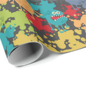 Kleine leuke grappige monsters cadeaupapier (Rol Hoek)