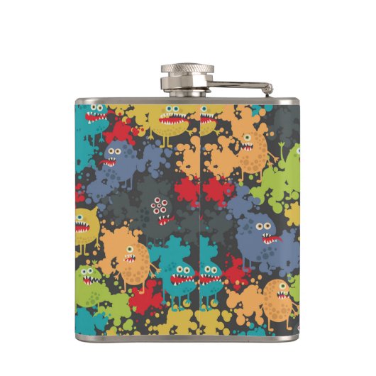 Kleine leuke grappige monsters heupfles (Achterkant)