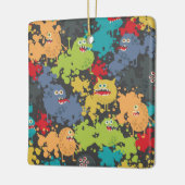 Kleine leuke grappige monsters keramisch ornament (Links)