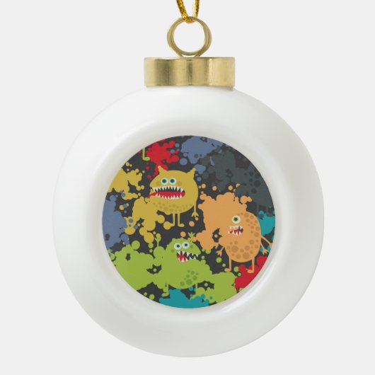 Kleine leuke grappige monsters keramische bal ornament (Voorkant)