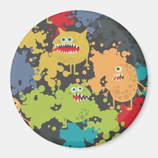 Kleine leuke grappige monsters magneet (Voorkant)