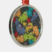 Kleine leuke grappige monsters metalen ornament (Rechts)