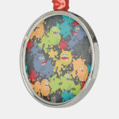 Kleine leuke grappige monsters metalen ornament (Links)