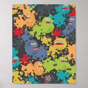 Kleine leuke grappige monsters poster