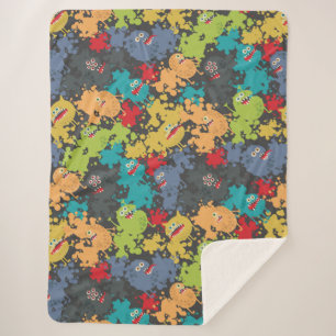 Kleine leuke grappige monsters sherpa deken