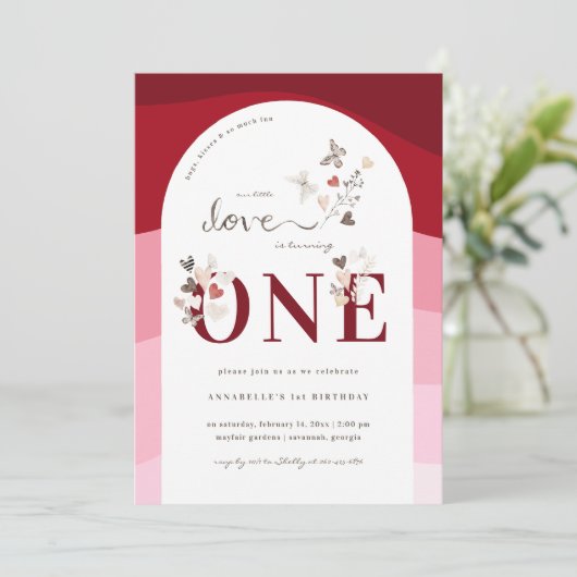 Kleine Liefde Valentijn | Boho 1e verjaardag Kaart (Staand voorkant)