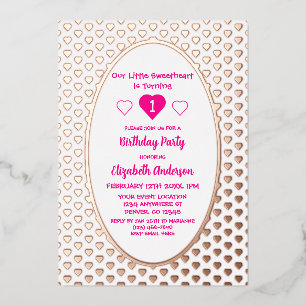 Kleine liefje 1e verjaardag folie uitnodiging