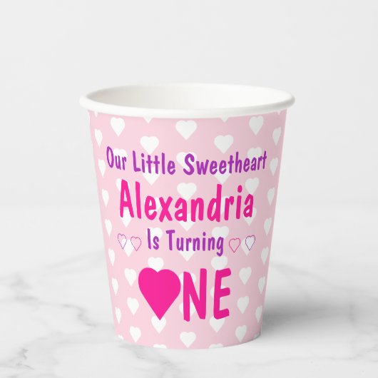 Kleine liefje 1e verjaardag papieren bekers (Voorkant)