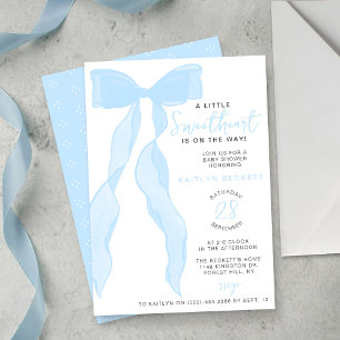 Kleine Liefje Elegante Blauwe Strik Baby Shower Kaart