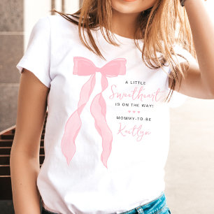 Kleine Liefje Elegante Roze Strik Baby Shower T-shirt