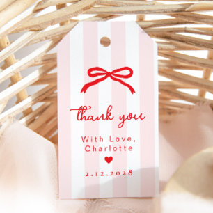 Kleine Liefje Rode Boog Verjaardag Dank je Cadeaulabel