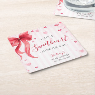 Kleine Liefje Valentijns Baby Shower Vierkante Kartonnen Onderzetter