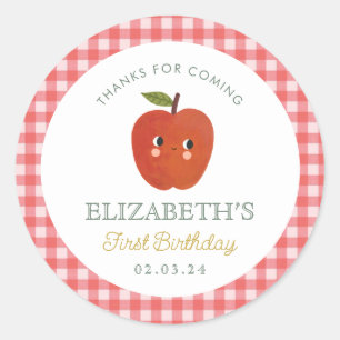 Kleine lieve appel eerste verjaardag ronde sticker