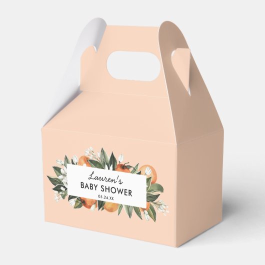 Kleine lieve citrus baby shower bedankdoosjes (Voorkant Zijde)
