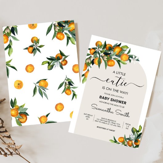 Kleine lieve citrus sinaasappel baby shower kaart