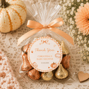 Kleine lieve schat herfst baby shower bedankt ronde sticker