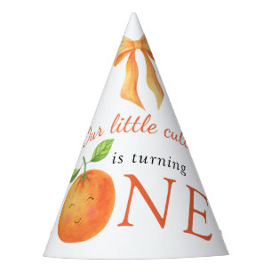 Kleine lieve sinaasappel 1e verjaardag feesthoedjes