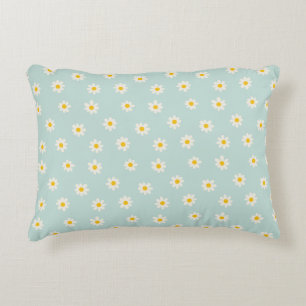 Kleine Madeliefjes - zachte teal Accent Kussen