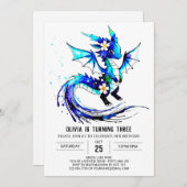 Kleine magische draak digitale meisje verjaardag kaart (Voorkant / Achterkant)